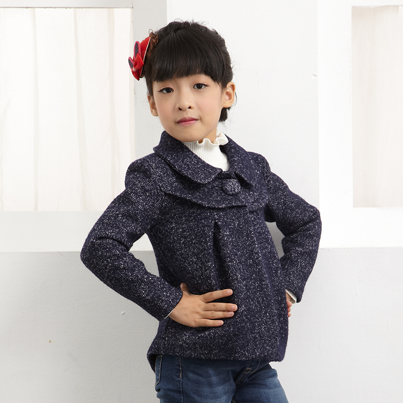 Girls latest design short long sleeve turn-down collar coat with ruffles