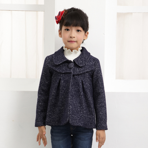 Girls latest design short long sleeve turn-down collar coat with ruffles