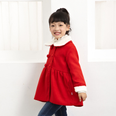 Girls christmas dress clothing fashion kids woolen long red winter coat