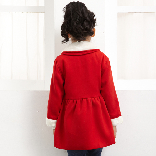 Girls christmas dress clothing fashion kids woolen long red winter coat