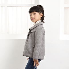 Girls latest design short long sleeve turn-down collar coat with ruffles