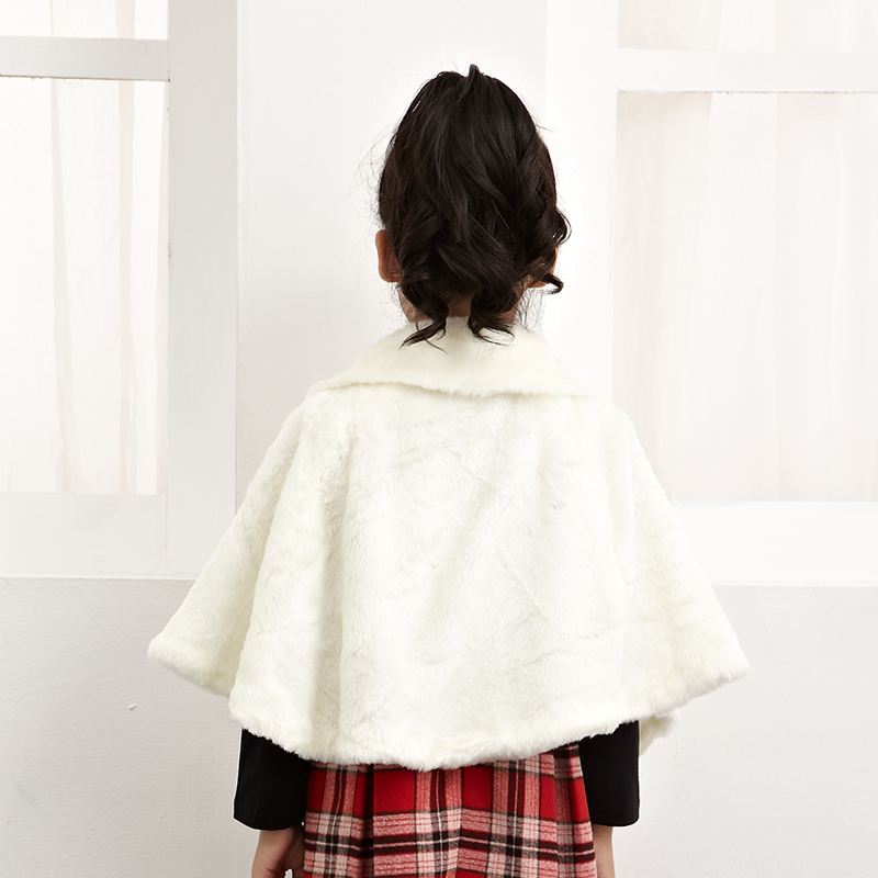 New Style Wholesale  White Fake Fur Kids Shawls