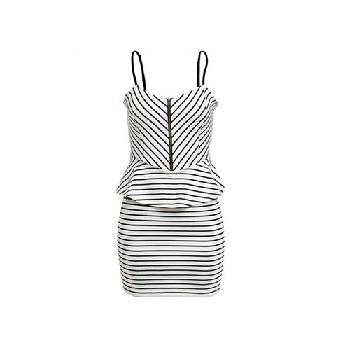 Mini striped peplum pencil dresses for ladies spaghetti strap dress