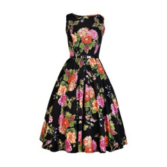 Ladies jumper style party dresses hepburn floral dress for woman alibaba China