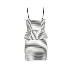 Mini striped peplum pencil dresses for ladies spaghetti strap dress