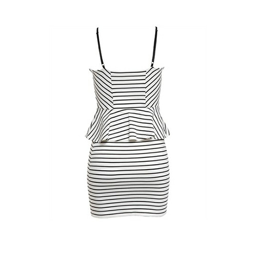 Mini striped peplum pencil dresses for ladies spaghetti strap dress