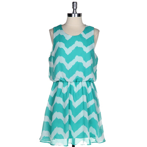 Chevron printed women striped dress nice design summer casual chiffon dress