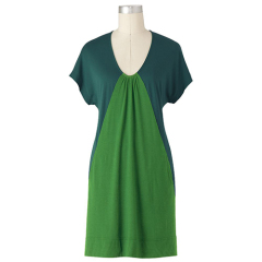 Soft short sleeve midi cotton jersey dress colorblock t shirt dress