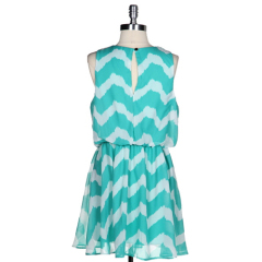 Chevron printed women striped dress nice design summer casual chiffon dress