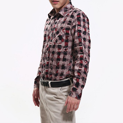 Latest shirts for men pictures long sleeve blouse tops slim fit shirt plaid cotton men shirts