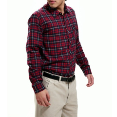 New arrival comfortable red plaid polo slim fit shirts design for men