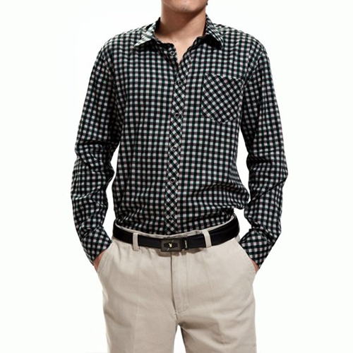 Latest designs polo custom plaid shirt men with long sleeve