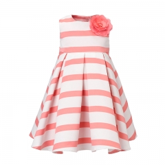 Casual style kid printed dresses cotton o-neck stripe girl dress