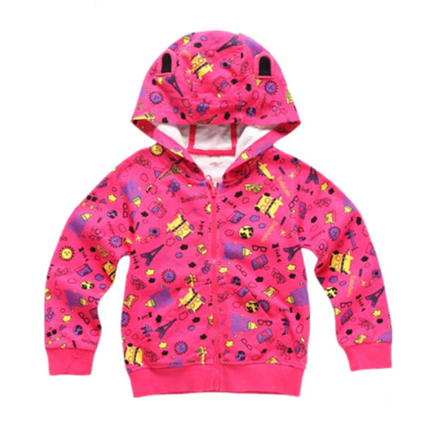 Zip up autumn wear fleece printed hoodies children outerwear kids sweatshirt hoody