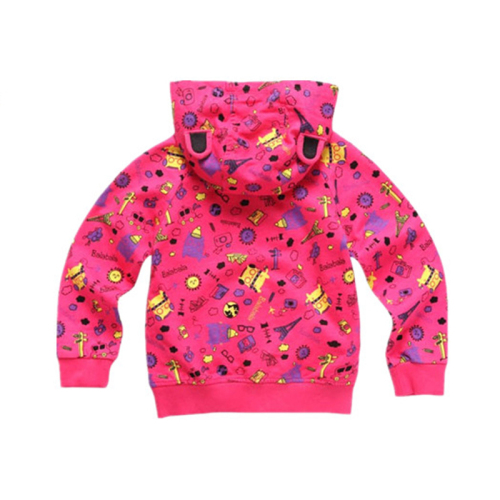 Zip up autumn wear fleece printed hoodies children outerwear kids sweatshirt hoody