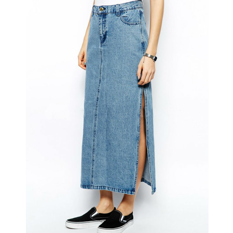 New style ladies slim fit long  skirt denim manufacturer