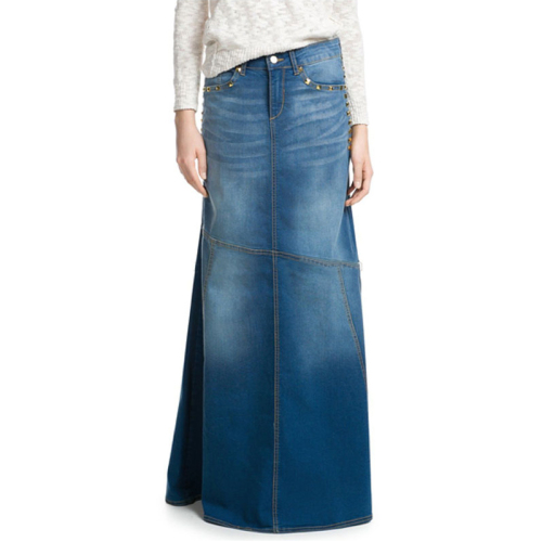 Plus size wholesale long denim skirts maxi for ladies
