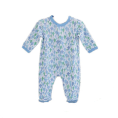 Light blue kite print baby romper footie