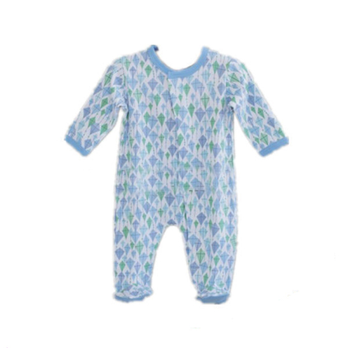 Light blue kite print baby romper footie