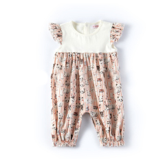 Baby Clothing Girls Animals Print Flutter Sleeves Romper