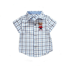 Summer button down clothing boys casual dress shirts plaid blouse top custom boy shirt kids