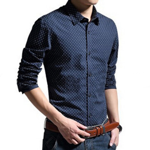 2015 Wholesale Latest Long Sleeve Polka Dot Men Shirt