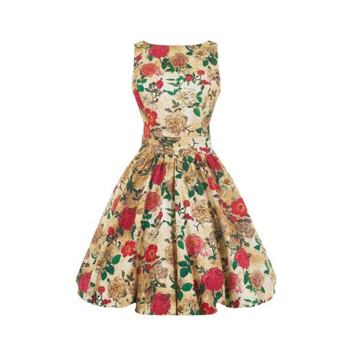 Women Authentic Vintage Style Antique Rose Tea Dress