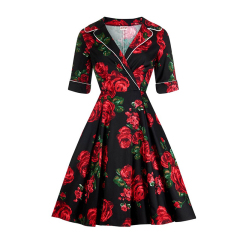 Women clothes summer v neck fancy printing party dresses for ladies
