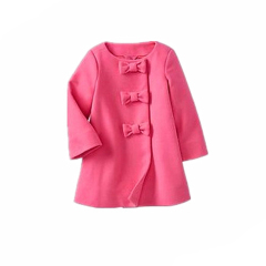 wholesale stylish pink girls bow collar tweed coat made in china