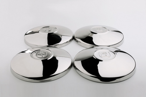 4PCS Stainless Steel Late Flat Hubcaps with "Wolfsburg" Crest