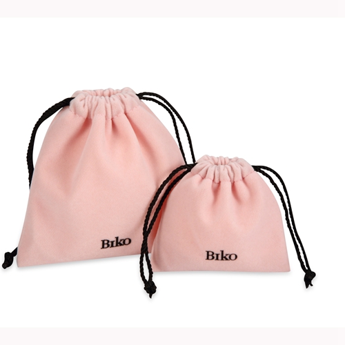 custom pink color velvet drawstring pouch for jewelry packaging