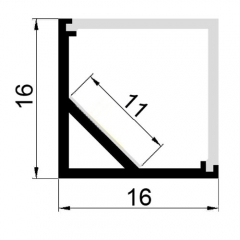 1616B LED aluminium profile kit for corner installation and getting 45 °direction light