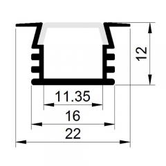 2212LED aluminium profiles/recessed mounted