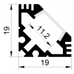 1919 LED aluminium profile kit for corner installation and getting 45 °direction light