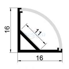 1616 LED aluminium profile kit for corner installation and getting 45 °direction light