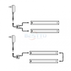 2835 LED linear kit/2pcs 600mm length 9W light bar with hand-wave switch