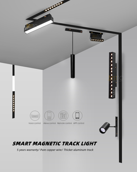 Smart magnetic track light DC 48V with google home Alexa APP control