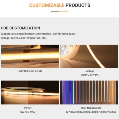 HOT SALE HIGH QUALITY COB STRIP 320LED PER METER DC24V/12V WHITE COLOR