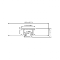 60X13MM SMALL LED drywall plaster-in aluminum profile with long soft Diffusers For Ceiling