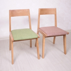 Solid Oak Wood Fabric Seat Dining Chair