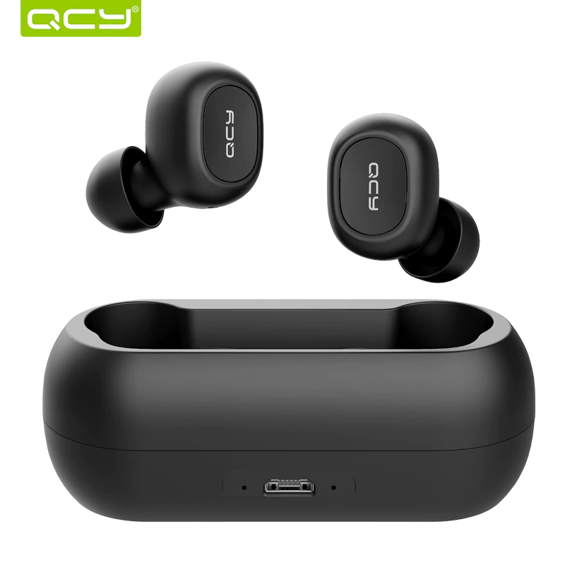 QCY T1C Mini Bluetooth Earphones with Mic Wireless Sports Headphones Noise Cancelling Headset and charging box