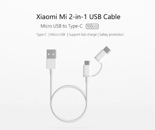 Original Xiaomi 2-in-1 USB Datenkabel 100 cm micro USB und Typ-C Android Digitale Produkte Schnelle Lade Linie