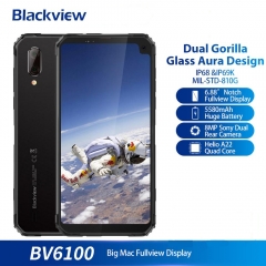 Blackview BV6100 IP68 Téléphone Mobile Étanche 3GB + 16Go Android 9.0 Téléphone Mobile Extérieur 6.88 "Écran 5580 mAh Smartphone intelligent
