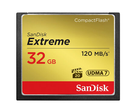 SanDisk CF (CompactFlash) memory card UDMA7 Extreme Speed Edition Read speed 120MB/s Write speed 85MB/s  32G 64G 128G