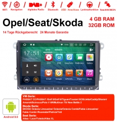 Autoradio 9 pouces Android 9.0 / ROM multimédia 4 Go de RAM 32 Go pour VW Magotan, Passat, Jetta, Golf, Tiguan, Touran, Siège, Skoda