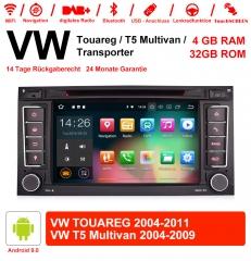 Autoradio de 7 pouces Android 9.0 / ROM multimédia 4 Go de RAM 32 Go pour VW TOUAREG 2004-2011, VW T5 Multivan 2004-2009