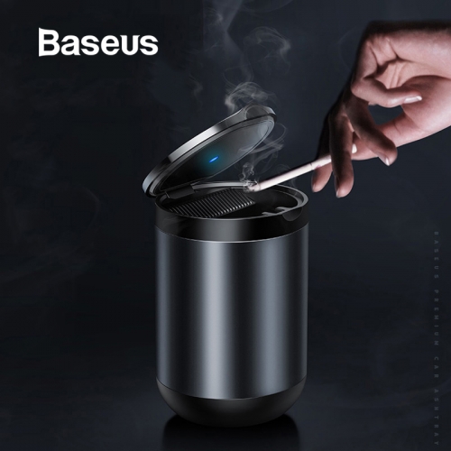 Baseus Portable Car Ashtray LED Light Cigarette Smoke Ashes Holder Flame Retardant High Quality Ash tray Car Accessories