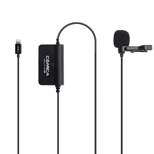 Comica CVM-V05 MI Multifunctional Single Lavalier Microphone Smartphone Mic with Stepless Gain Control Real-Time Audio Monitoring Functions Compatible