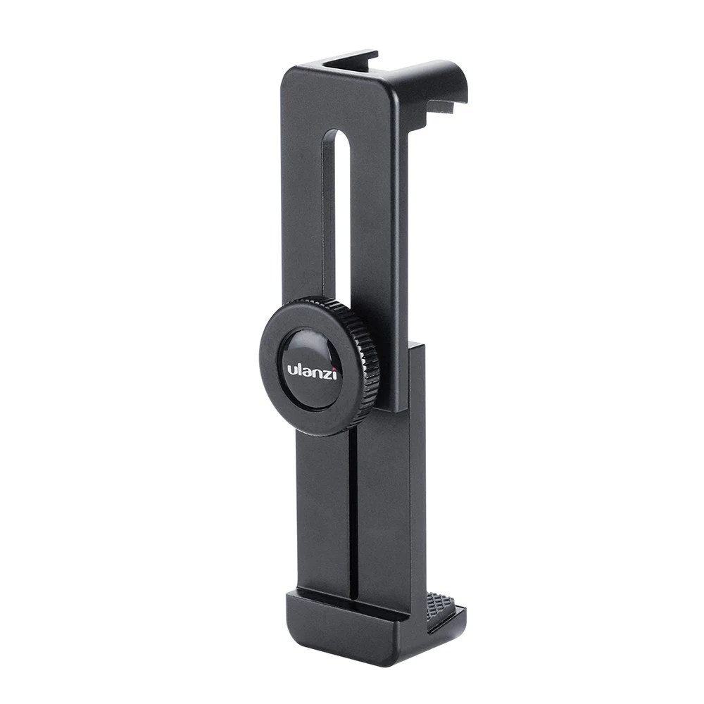 Ulanzi ST-02L Compact Aluminum Alloy Phone Holder With 1/4 Inch Tripod Mount Cold Shoe for 5.5-9.3cm Width Smartphone