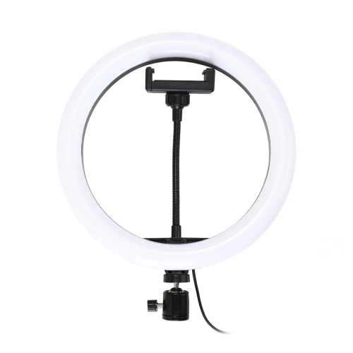 10'' Dimmable LED Selfie Round Light with Phone Clip Brightness Adjustable Lamp